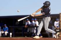 Shadow Ridge outfielder Grayson Tressler bats against Sierra Vista during a Class 4A high schoo ...