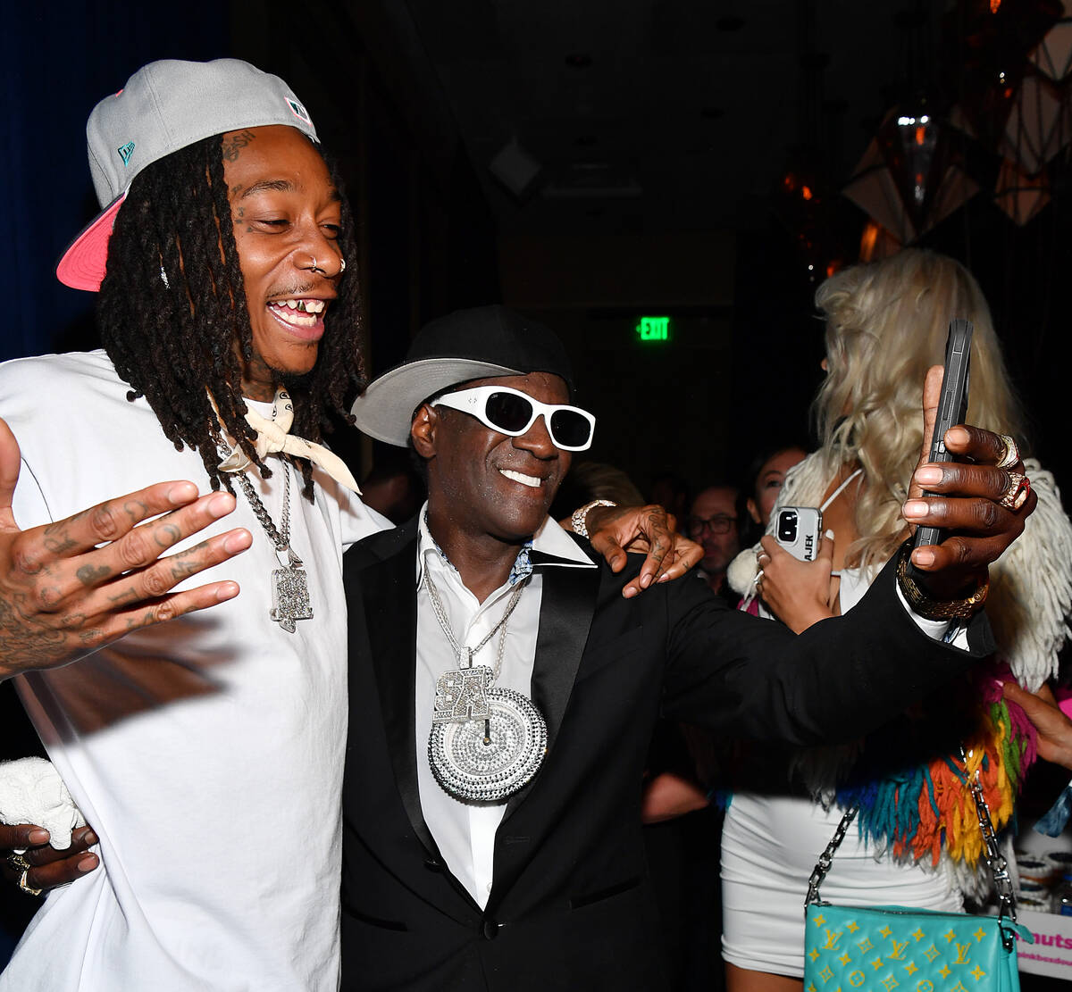 Wiz Khalifa and Flava Flav attend the grand opening of Cathédrale Restaurant at ARIA Resort & ...