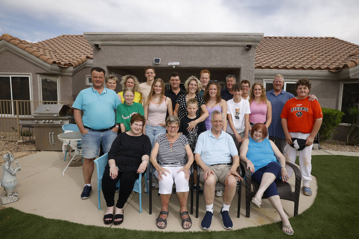 Ann-Marja Lander, from left, front row, poses for a group photo with Carla de Reus-Kreb of the ...