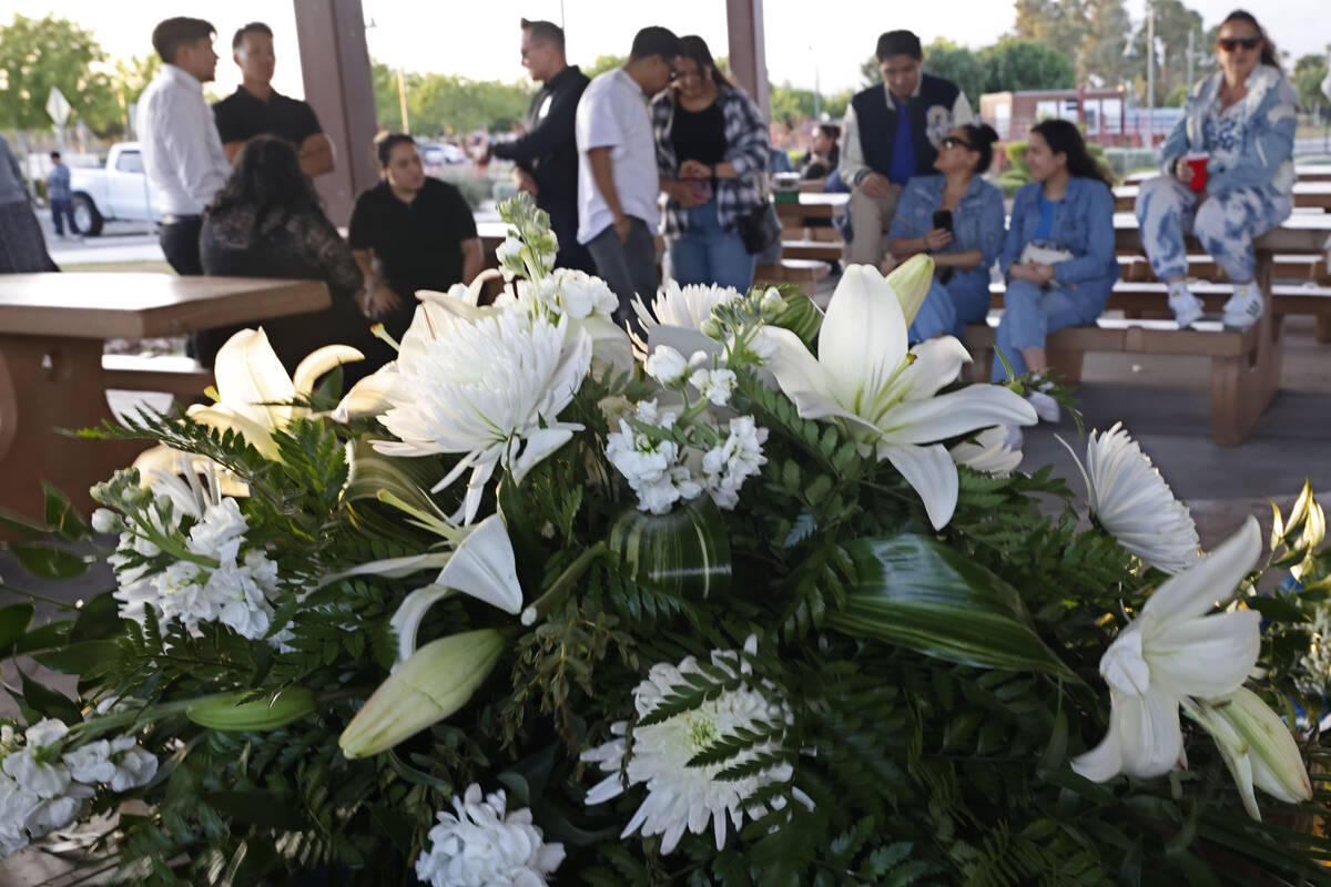 People gather for a vigil for Tabatha Tozzi at Craig Ranch Regional Park, Wednesday, May 3, 202 ...