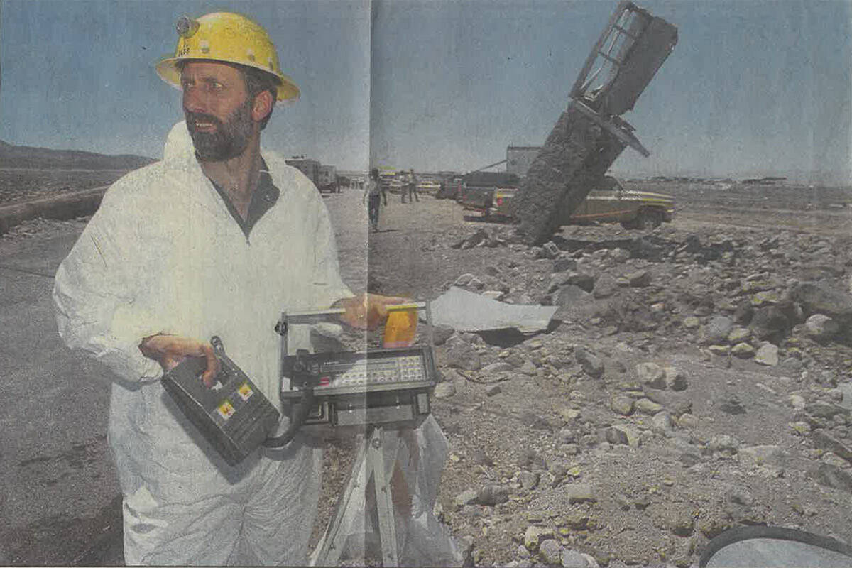 Gregory Raab, a senior scientist with Lockheed Engineering and Management Services Co., uses a ...