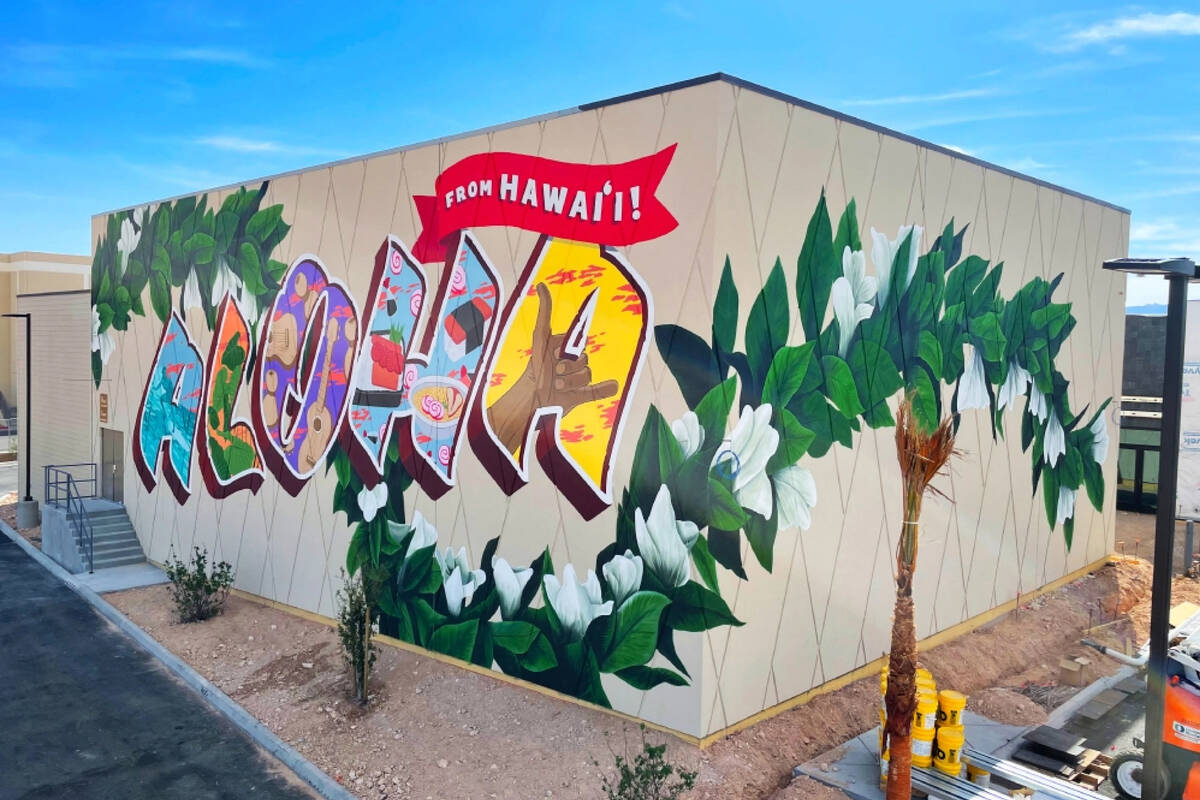 An aloha mural is finished at the Zippy's location being built in southwest Las Vegas. It's the ...