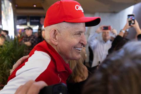 Jim “Mattress Mack” McIngvale talks to fans during the grand opening celebration ...