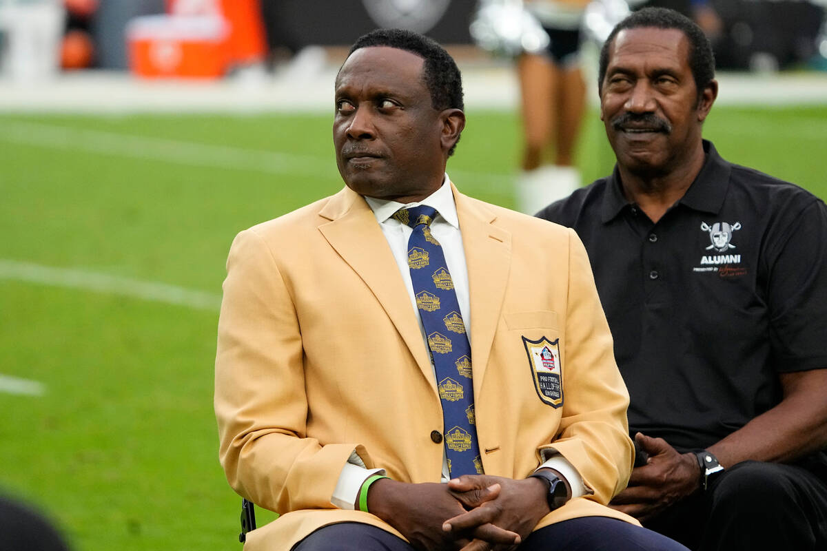 NFL Hall of Famer Tim Brown during an NFL football game against the Miami Dolphins and Las Vega ...
