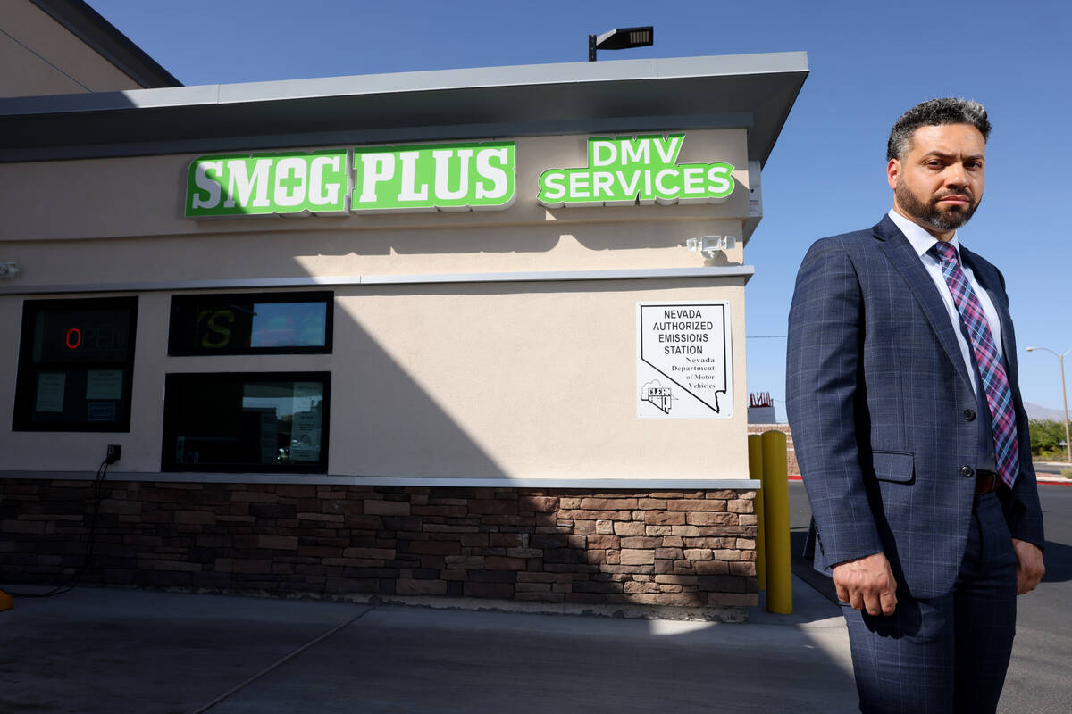 Rafael Arroyo at one of his Smog Plus DMV Registration kiosk locations in Las Vegas Thursday, A ...