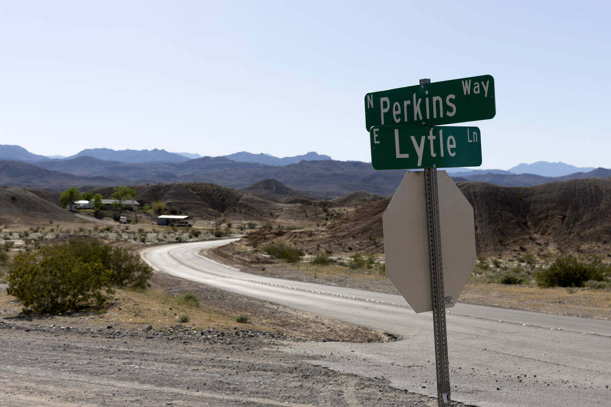 One of the few street signs leading into the Lytle Ranch community on Tuesday, April 25, 2023, ...