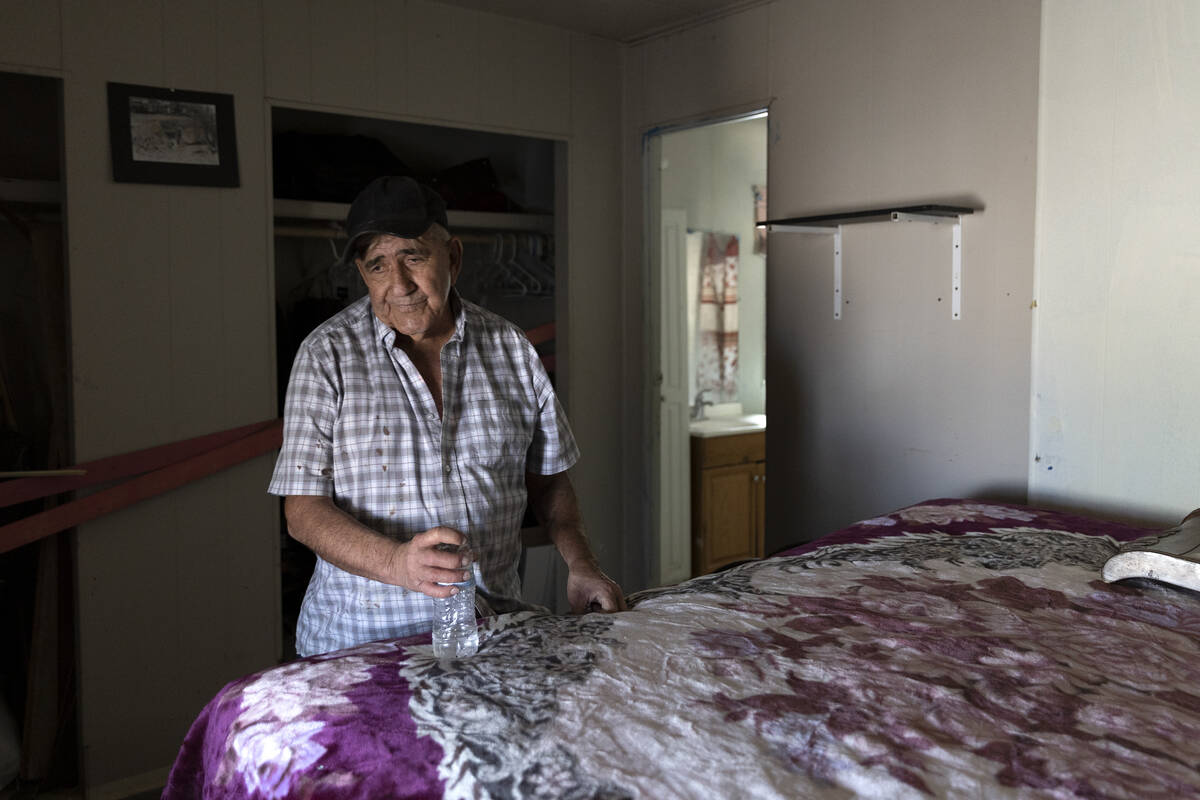 Oscar Anchondo shows his family home on Wednesday, May 10, 2023, in Moapa Valley. Anchondo hope ...
