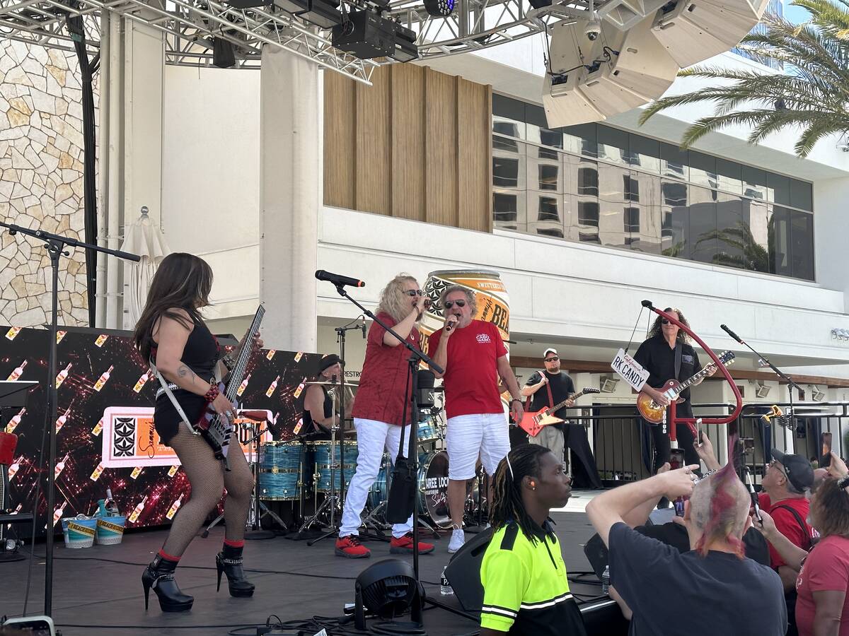 Sammy Hagar is shown at SOAK Pool at the Palms during a pop-up show with tribute band Three Loc ...