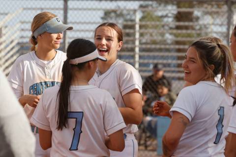 Centennial's picture Lily Fournier (14), center, celebrates their victory with her teammates Re ...