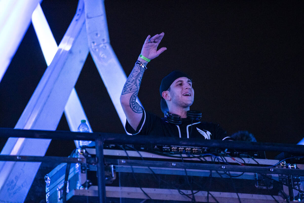 Illenium performs a surprise set at the Forest House art car during the first day of the Electr ...