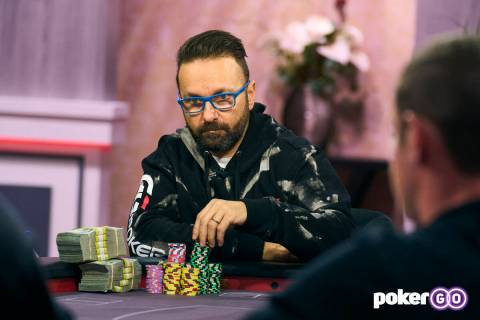 Daniel Negreanu plays on "High Stakes Poker" at the PokerGO studio. (Antonio Abrego/PokerGO)