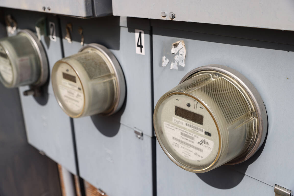 Electric meters for a mobile home complex at the Sandhill Valley Community in Las Vegas, Tuesda ...