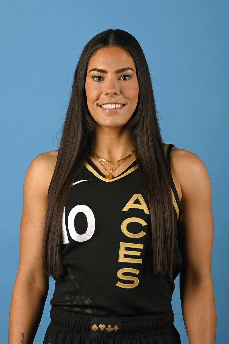 LAS VEGAS - MAY 02: Kelsey Plum #10 of the Las Vegas Aces poses for a head shot during media d ...