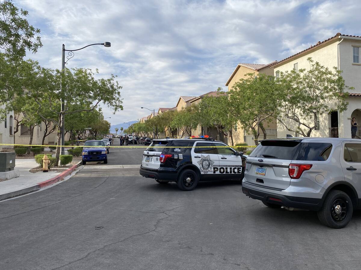 Las Vegas police responded to a shooting in the 8900 block of Jamie Lee Avenue around 4 p.m. Tu ...