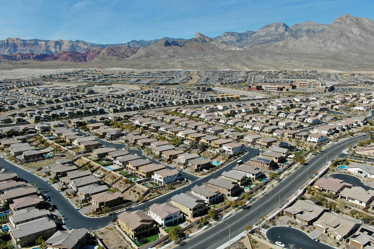 An aerial view of housing developments near Paseos Park in Summerlin on Tuesday, February 23, 2 ...