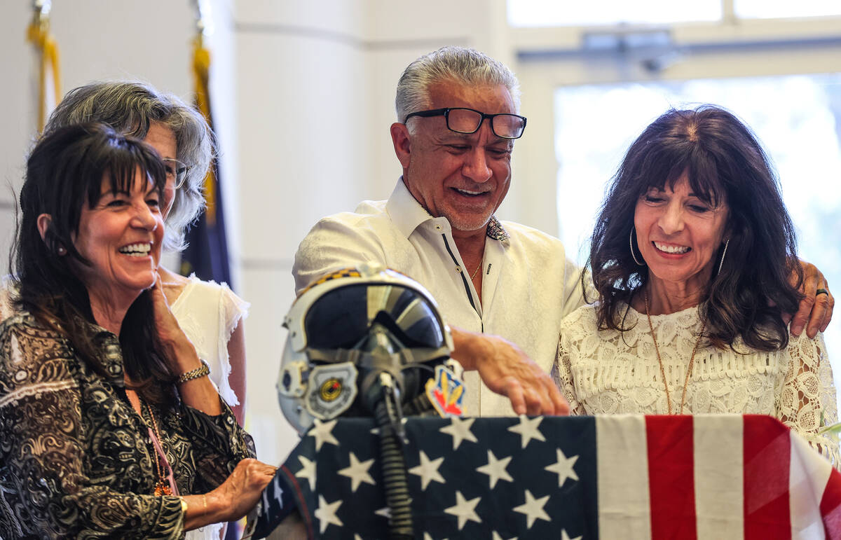 Children of Air Force Col. James Abraham, from left: Vicki Abraham Wickman, Jim Abraham, and Pa ...