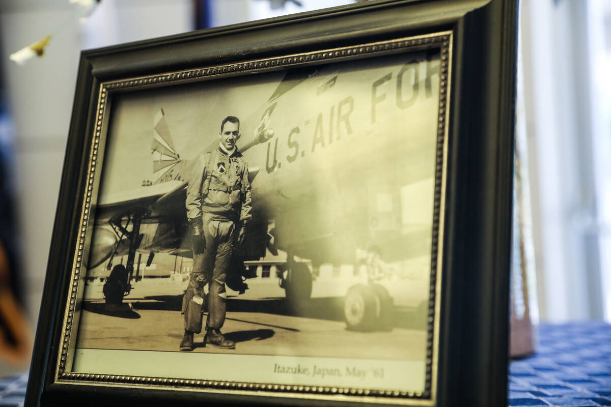 A photo of Air Force Col. James Abraham from May of 1961 at his funeral at the Southern Nevada ...