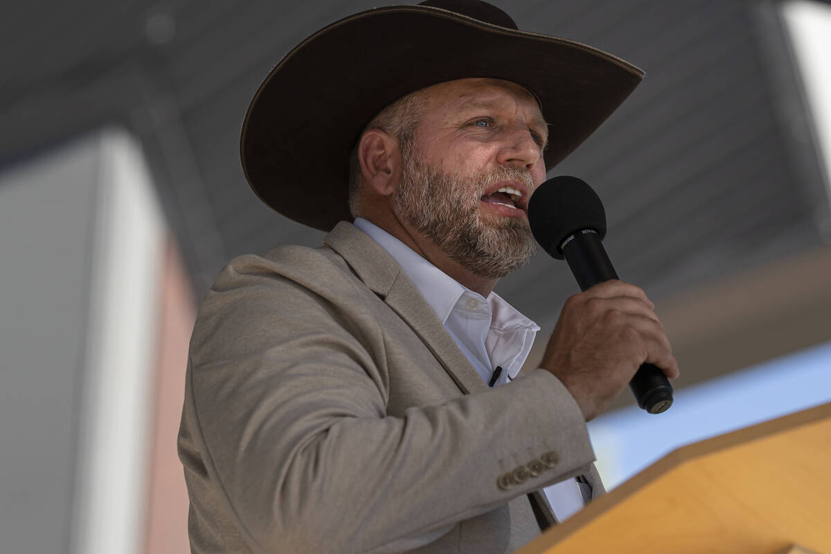 In this photo from June 19, 2021, Ammon Bundy announces his candidacy for governor of Idaho dur ...