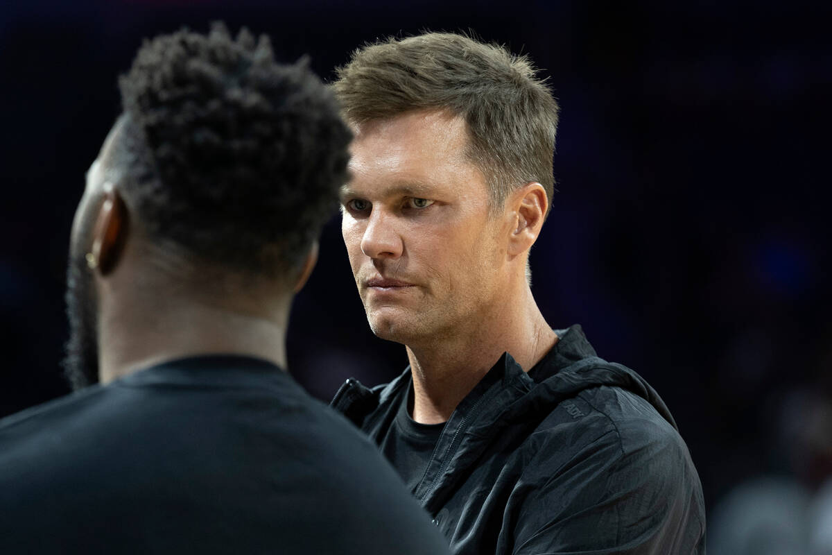 Tom Brady attends a WNBA basketball game between the Las Vegas Aces and the Connecticut Sun at ...