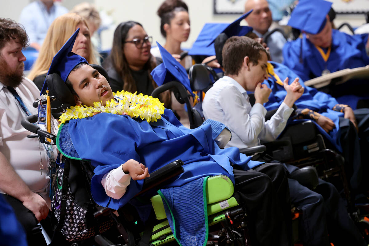 Graduate Angel Ramirez during a graduation ceremony at John F. Miller School in Las Vegas Frida ...