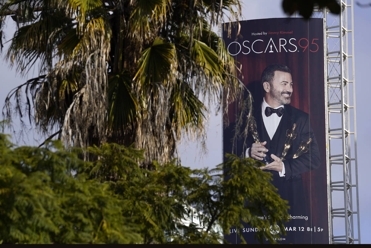 An advertisement for Sunday's 95th Academy Awards features host Jimmy Kimmel, Wednesday, March ...