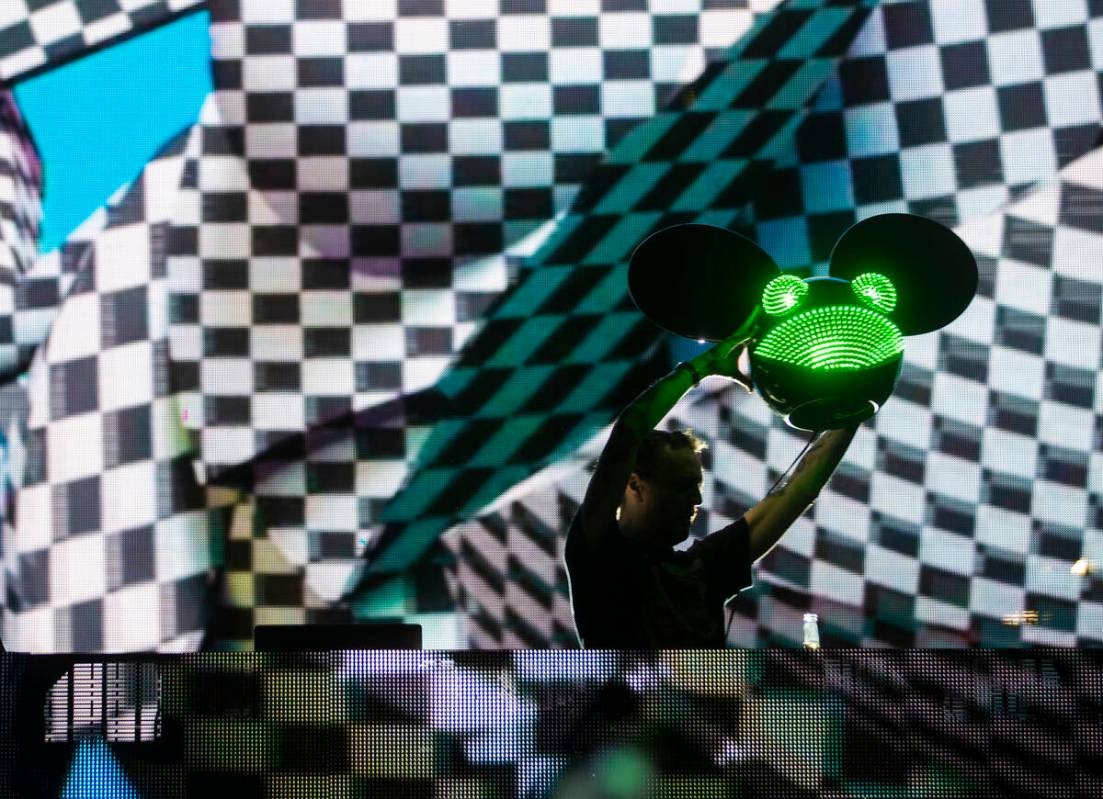 Deadmau5 performs for a crowd of over 10,000 people at a show hosted by Insomniac at The Downto ...