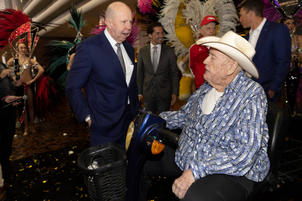 Jack Binion, left, Las Vegas gaming legend and whose father opened the original Horseshoe Club ...