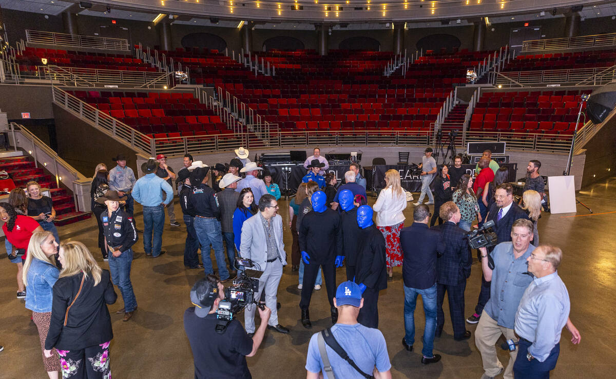 Invited guests gather as 2022 NFR Champions will pose with Vegas icons and celebrities to celeb ...