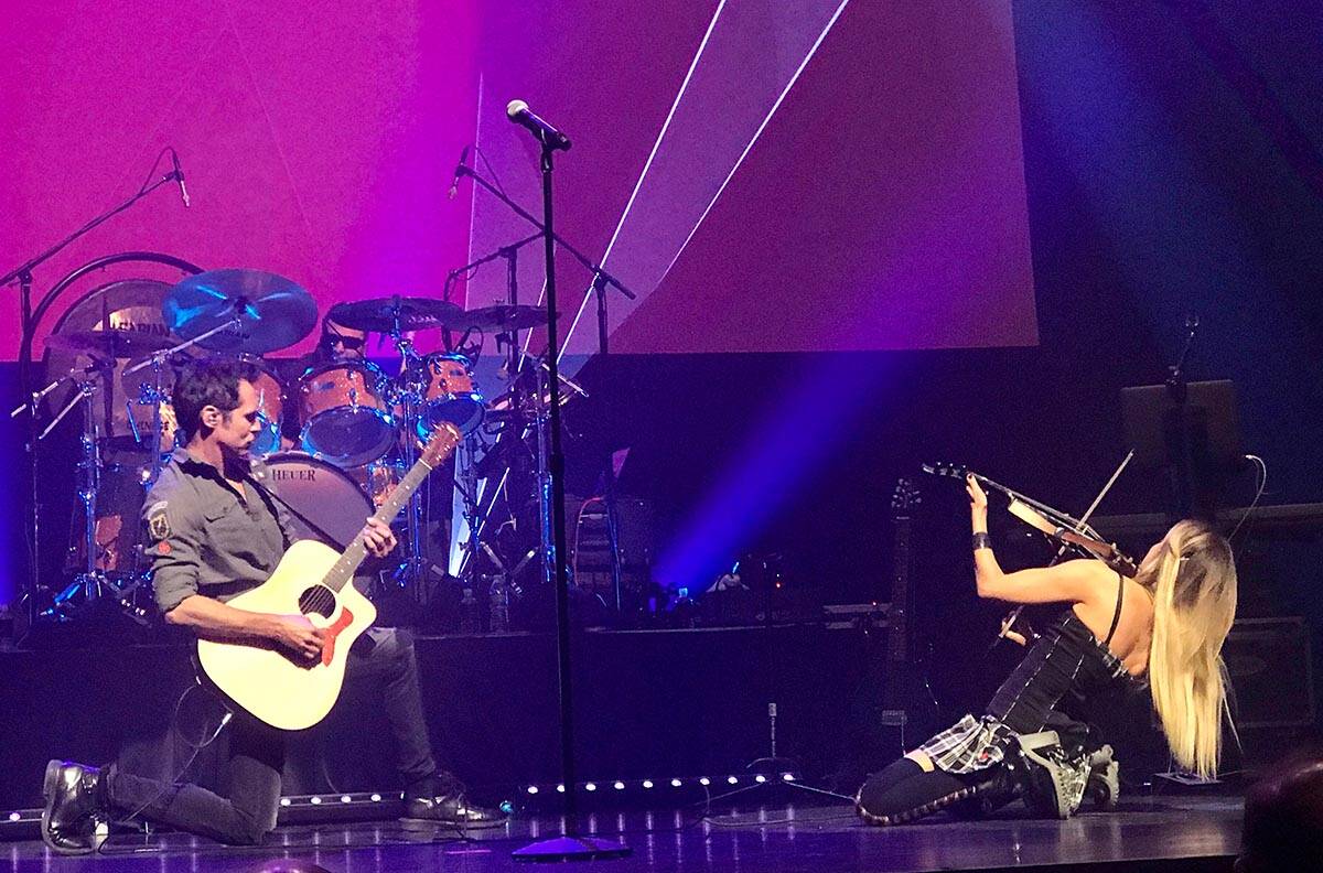 Brody Dolyniuk and Nina DiGregorio perform during "British Rock Royalty" at Reynolds Hall at th ...