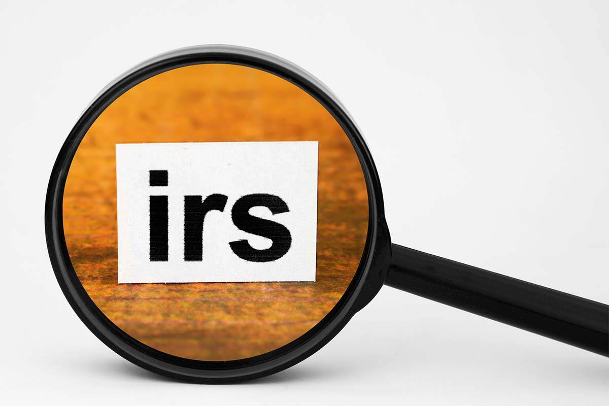 Close up of magnifying glass on IRS