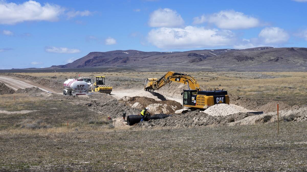 Construction continues at the Thacker Pass lithium mine on April 24, 2023, near Orovada. The Bi ...