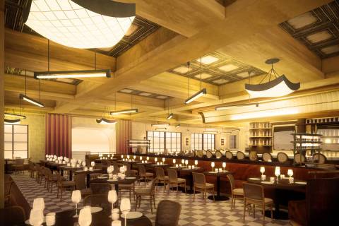 A rendering of the dining room at Brasserie B by Bobby Flay, the new spot from the famed chef p ...