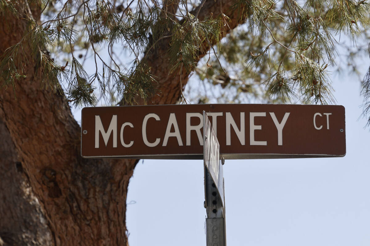 A street sign for McCartney Court is seen, Wednesday, May 24, 2023, in Henderson. (Chitose Suzu ...