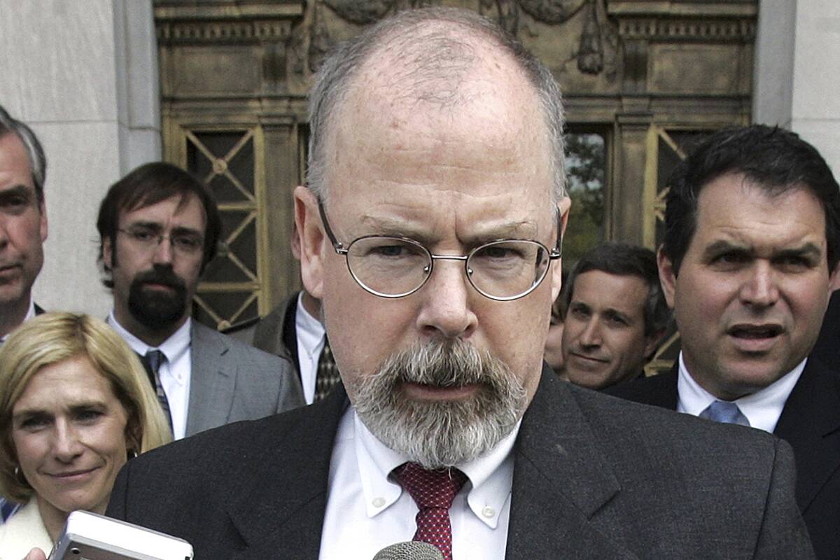 FILE - In this April 25, 2006 file photo, U.S. Attorney John Durham speaks to reporters on the ...