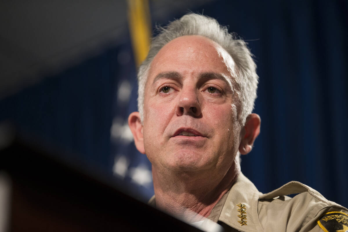 FILE - Clark County Sheriff Joe Lombardo discusses the mass shooting during a press conference ...