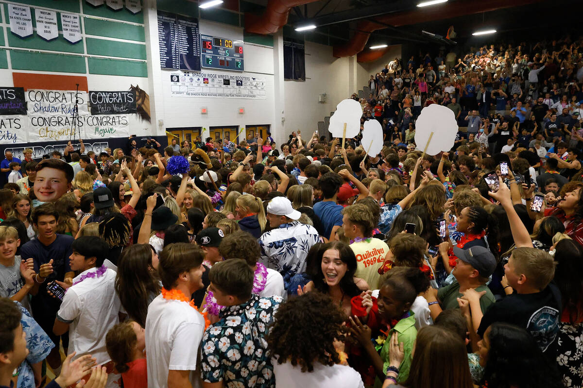 Shadow Ridge’s players and their fans celebrate their victory against Palo Verde after t ...