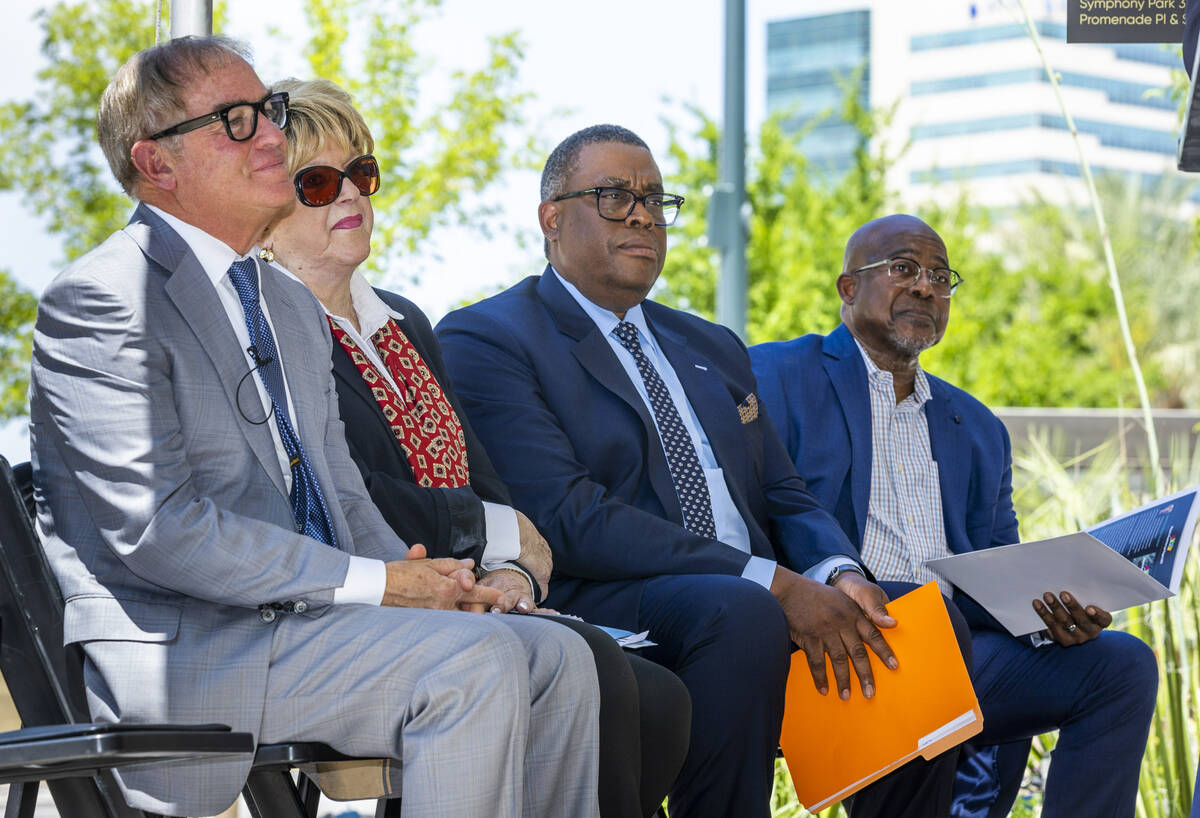 (From left) SLC Founder and CEO Tim Downey, Mayor Carolyn Goodman, Councilman Cedric Crear and ...