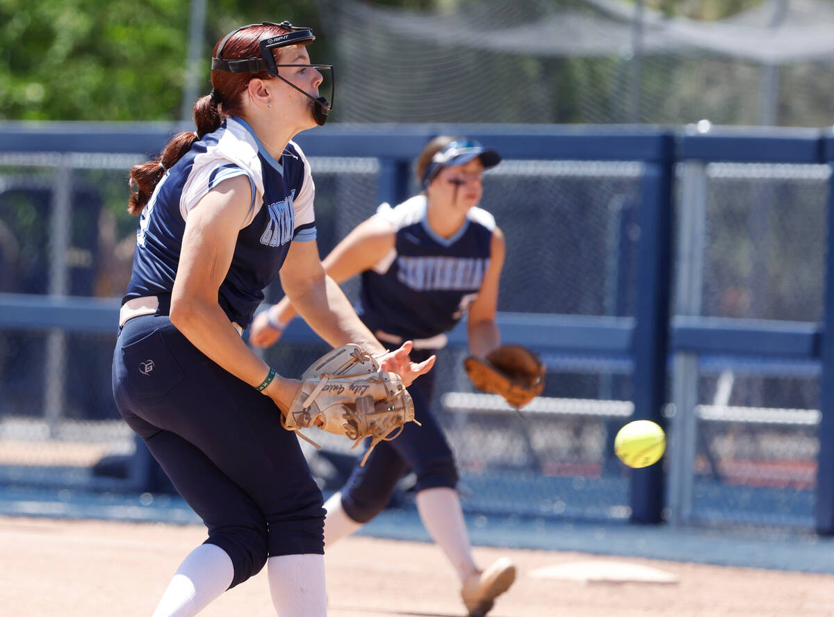 Centennial High's Lily Fournier delivers a pitch against Palo Verde High during Class 5A state ...