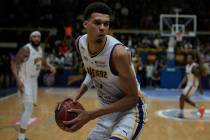 Boulogne-Levallois' Victor Wembanyama in action during the Elite basketball match Boulogne-Leva ...