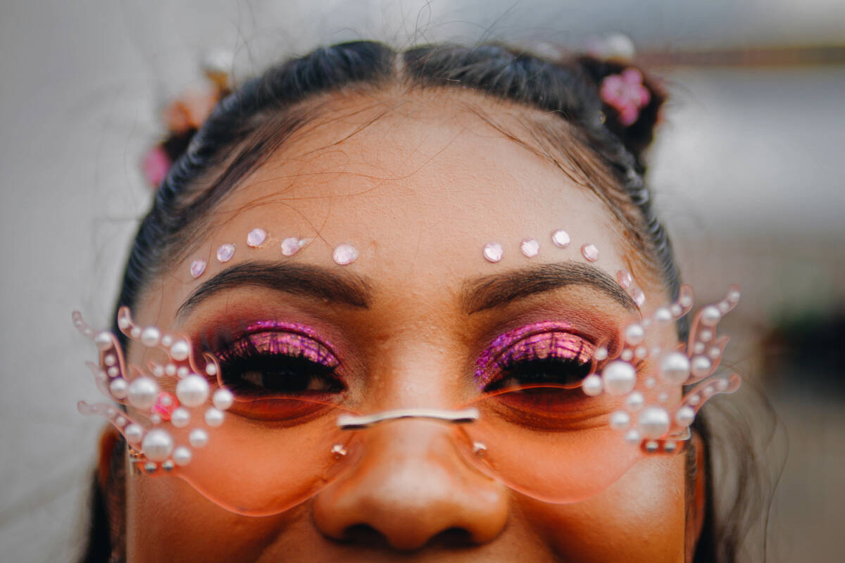 Katia Alonso shows off her eye makeup during the first day of Electric Daisy Carnival at Las Ve ...