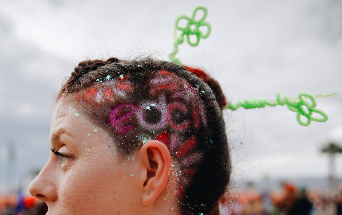 Paige Coley shows off her haircut during the first day of Electric Daisy Carnival at Las Vegas ...