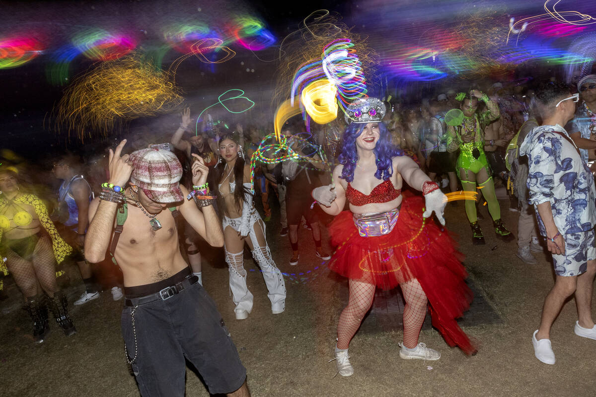 Attendees dance at the Bionic Jungle during the second day of electronic dance music festival E ...