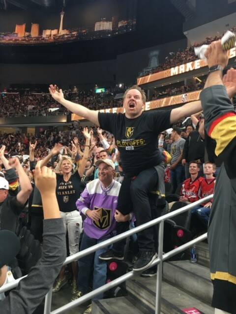 Cameron Hughes, "The Igniter," riles up the home crowd at T-Mobile Arena in Las Vegas. (The Fin ...