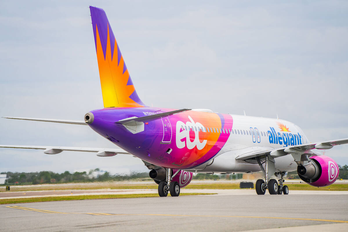 Allegiant Air has unveiled an EDC paint job on one of its Airbus jets. (courtesy)