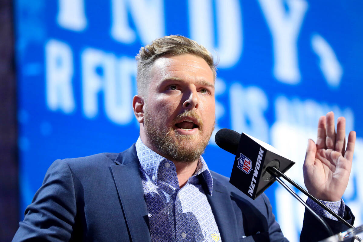 FILE - In this April 26, 2019, file photo, Former Indianapolis Colts player Pat McAfee announce ...