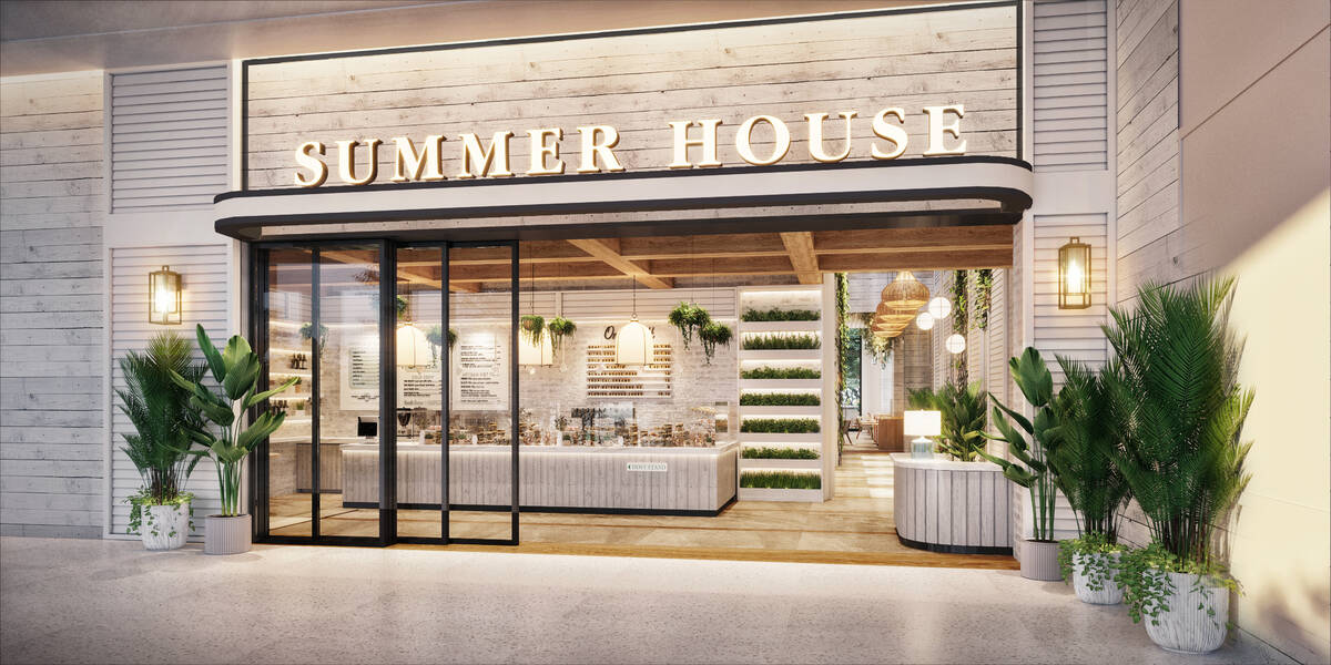 A rendering of the entrance to Summer House, a California cuisine- and beach house-inspired res ...