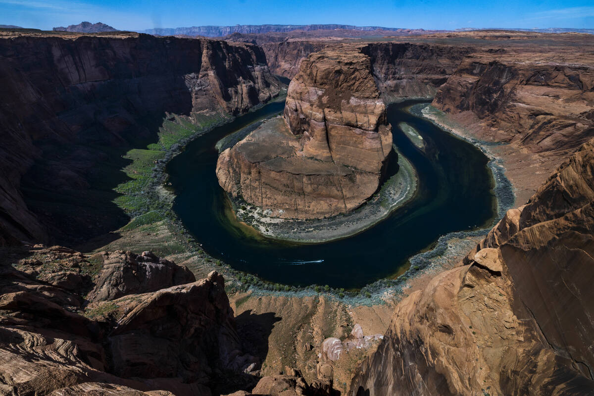 Horseshoe Bend, the horseshoe-shaped incised meander of the Colorado River, near the town of Pa ...