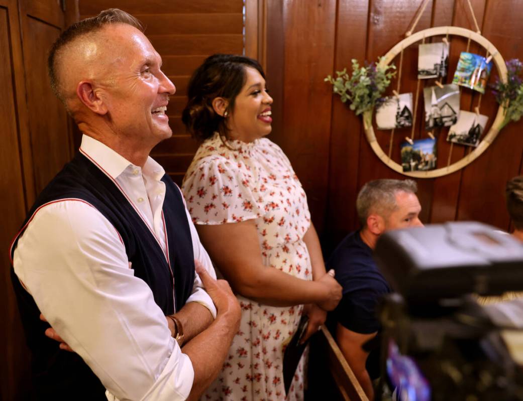 Owner Greg Smith and his wife Yvette Smith listen to speeches on the 80th birthday of Little Ch ...