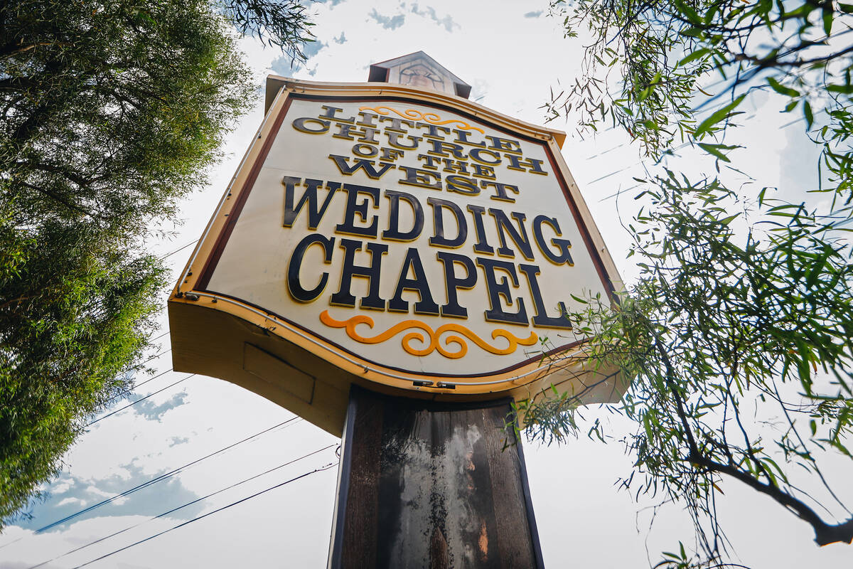 The Little Chapel of the West sign is seen on Monday, May 22, 2023, in Las Vegas. (Madeline Car ...
