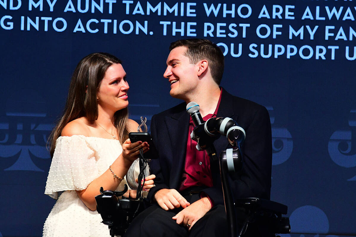 Joey Porrello and his wife, Alli, are shown at the "It's No Joke" Project ALS fundraiser for Jo ...
